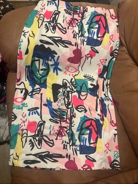 Abstract Multicolor Art Print Pencil Skirt